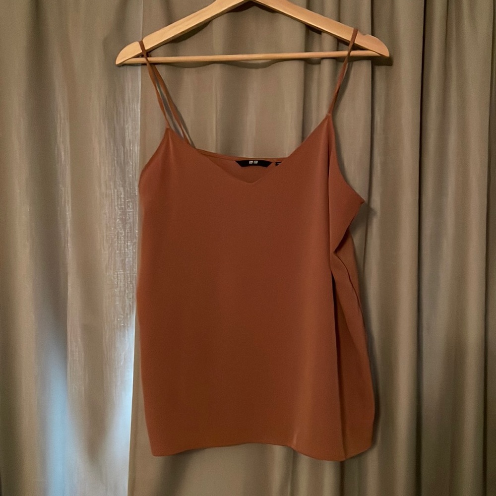 UNIQLO rust spaghetti strap tank blouse